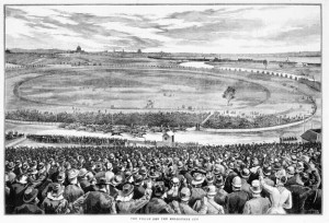 Finish of the 1885 Melbourne Cup at Flemington
